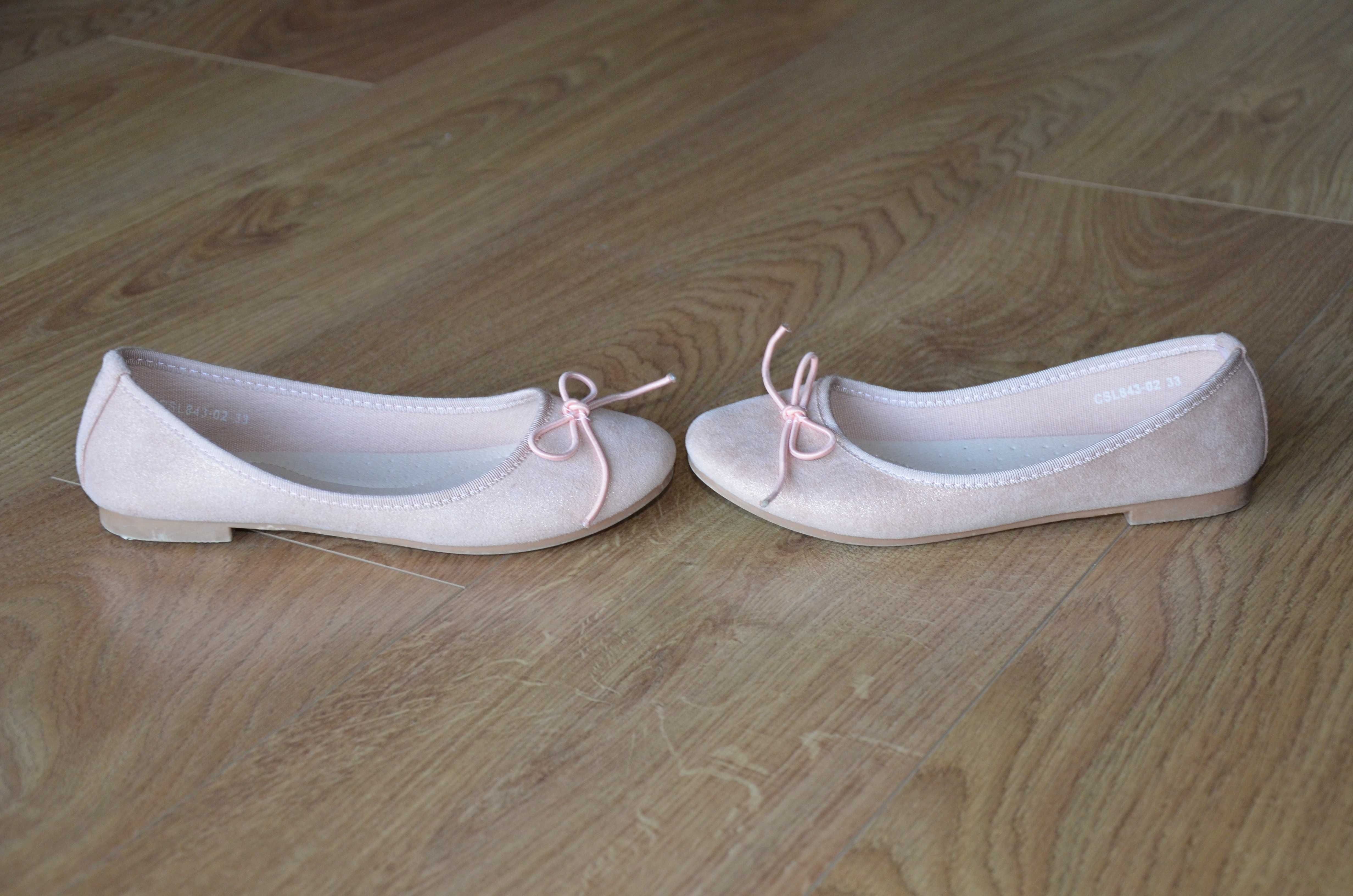Pudrowe różowe baleriny buty jak nowe rozmiar 33