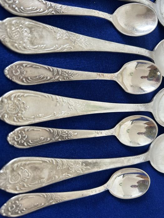 Stare posrebrzane sztućce rosyjskie komplet 24 szt