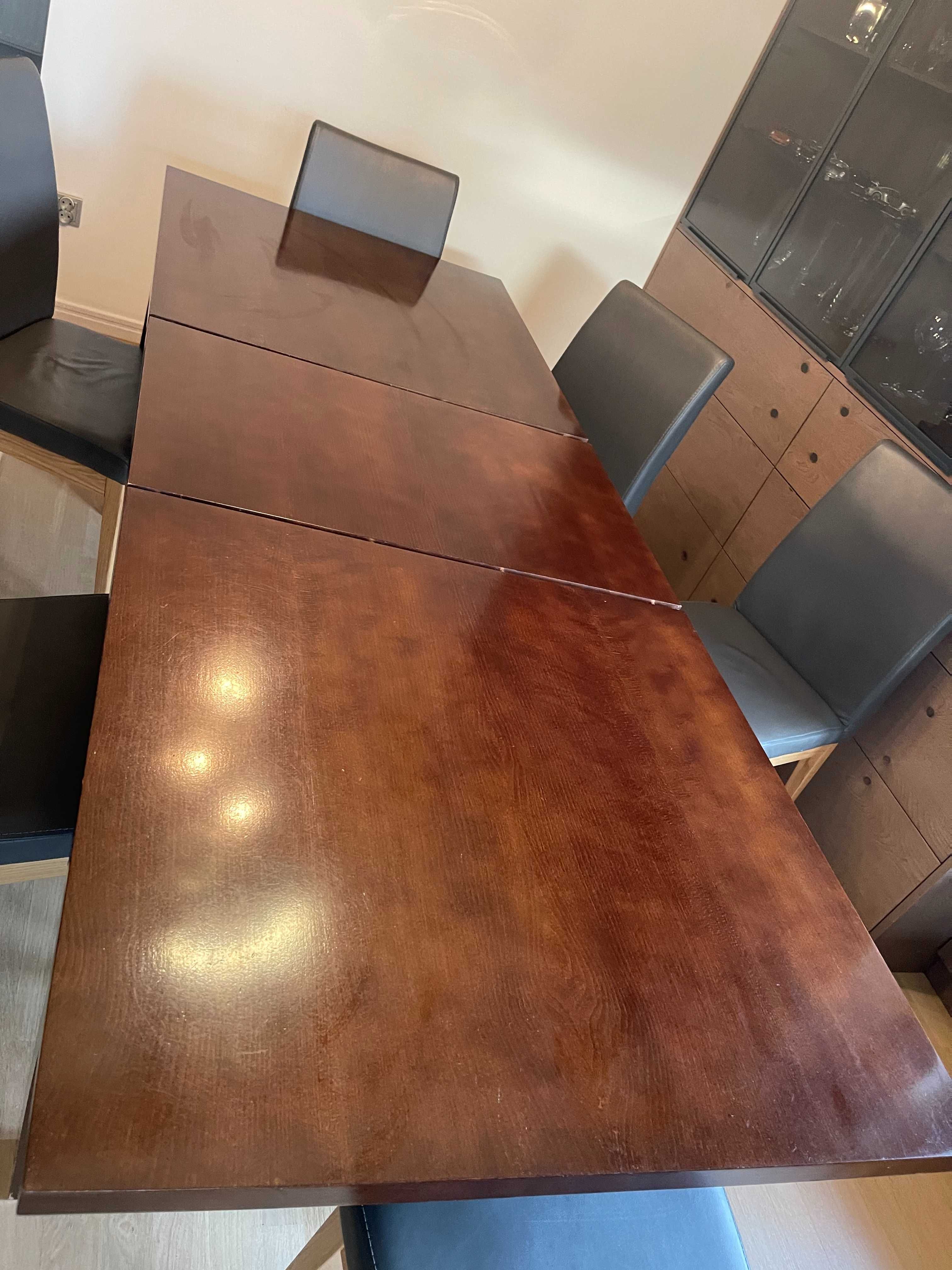 rozkładany stół drewniany brązowy