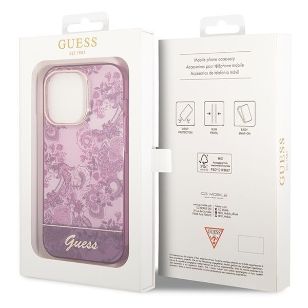 Guess Etui Porcelain Collection Fuksja iPhone 14 Pro 6,1" inną fasonu