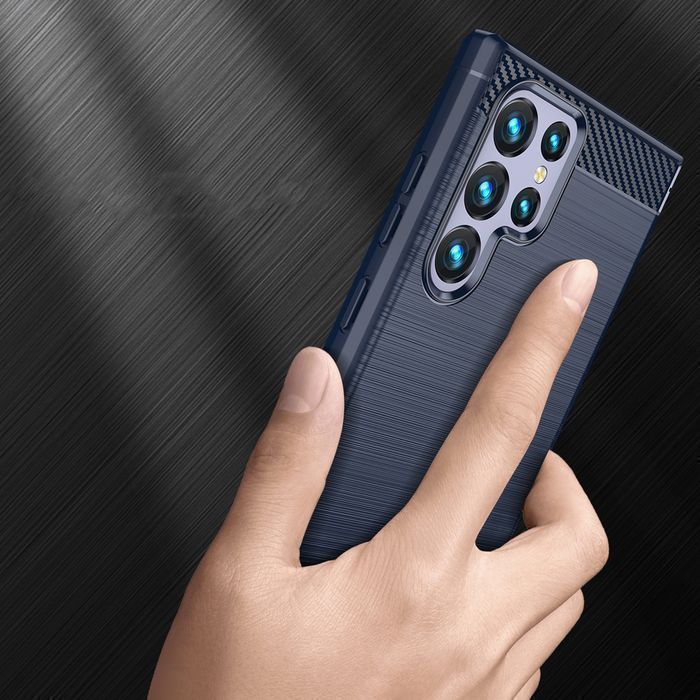 Etui Silikonowe Karbonowe do Samsung Galaxy S23 Ultra - Niebieskie