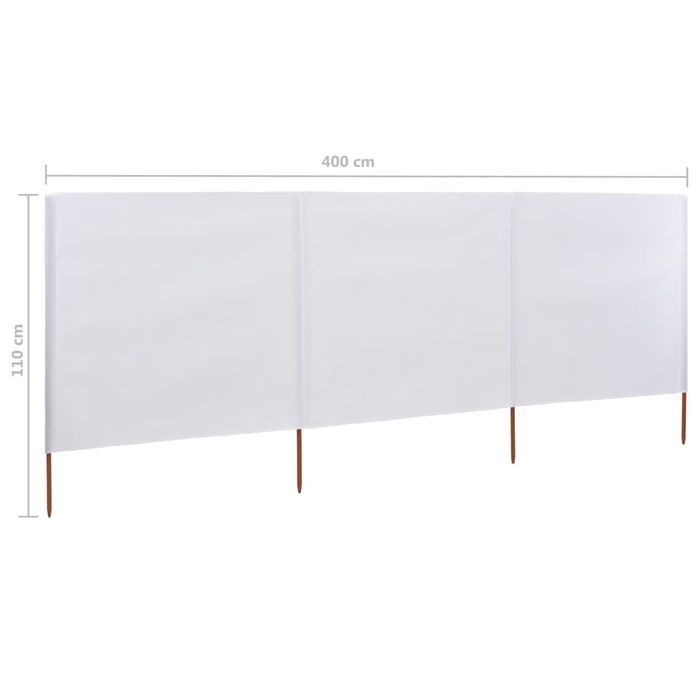 vidaXL Parawan 3-skrzydłowy z tkaniny, 400x80 cm, piaskowy biały