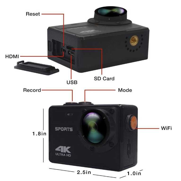Kamera sportowa 4K, Vmotal GSV8580, WiFi, Ultra HD, 16 MP