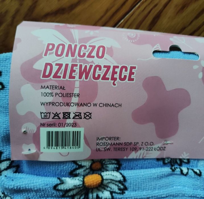NOWY Recznik plażowy dla dziewczynki
