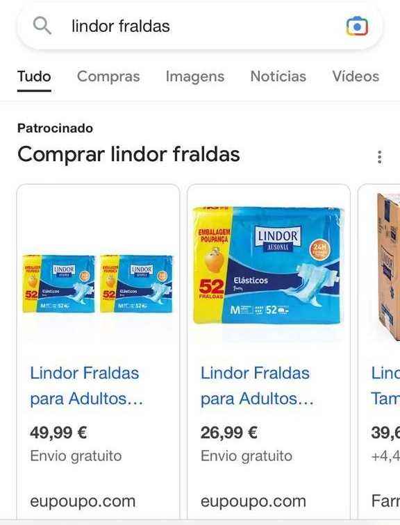 Embalagem Fraldas Lindor 40Unid 8Gotas (Adulto-TG) *NOVO*