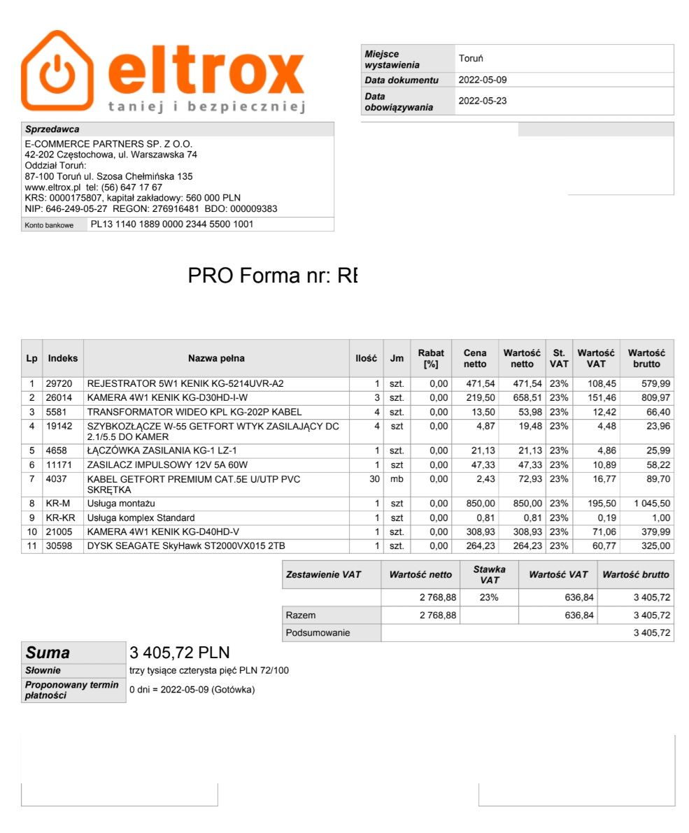 Monitoring wewnętrzny Kenik 4 kamery, rejestrator, 2TB, okablowanie