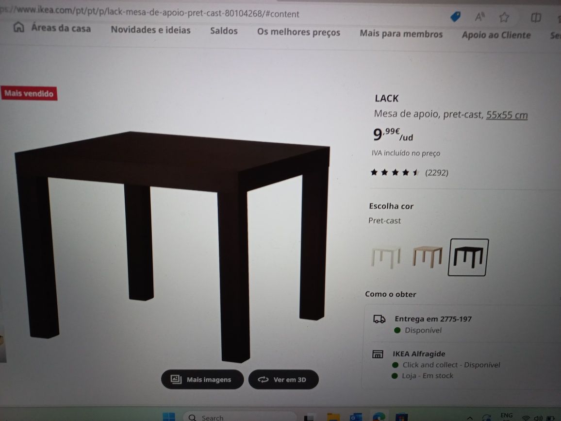 Mesa apoio preta