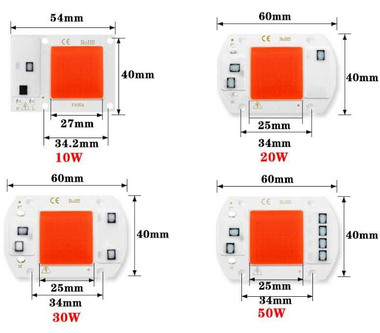 Фитодиод матрица фито 10Вт 20Вт 30Вт 50Вт 70Вт 100Вт с драйвером 220v