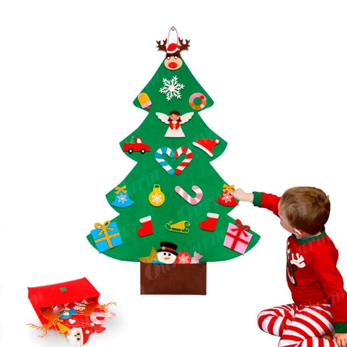 Різдвяна еко - ялинка для дітей з фетру з орнаментом.