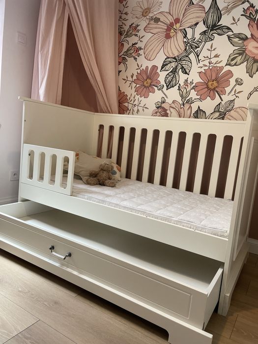 Łóżeczko Ines elegant white 70x140 z funkcja tapczanika