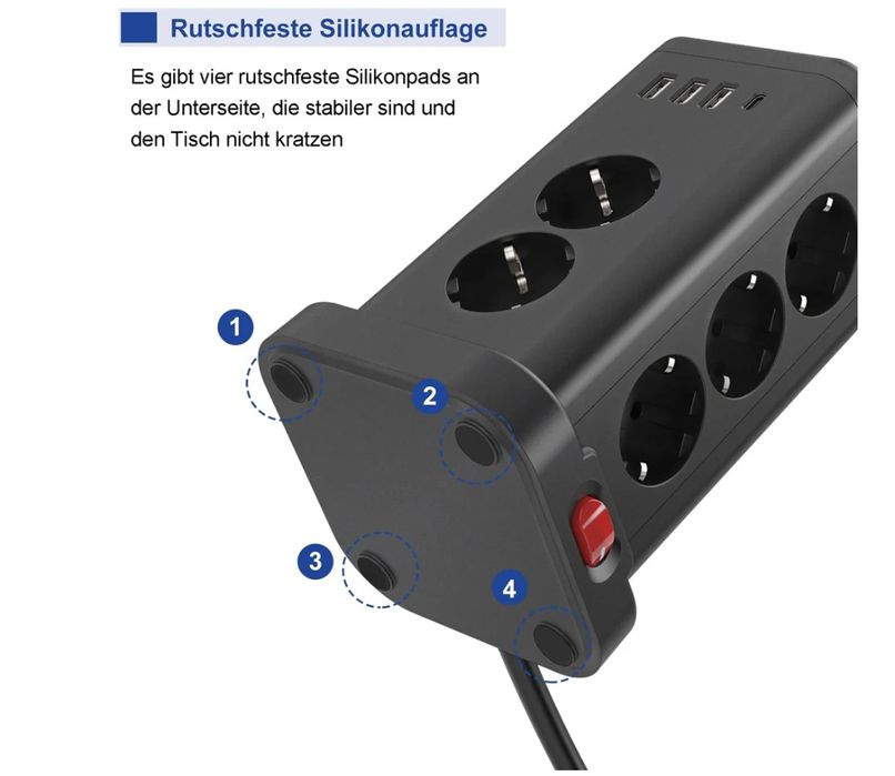 Listwa zasilająca antyprzepięciowa czarna 230v x11 USB a USB C NOWA