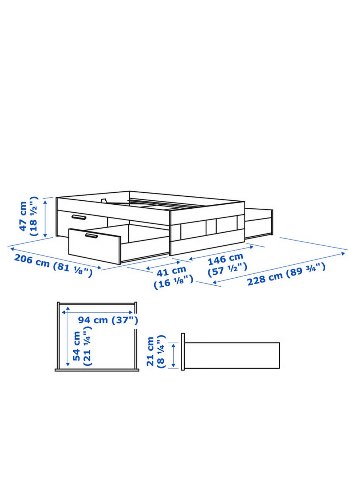 Cama casal com gavetas Ikea BRIMNES