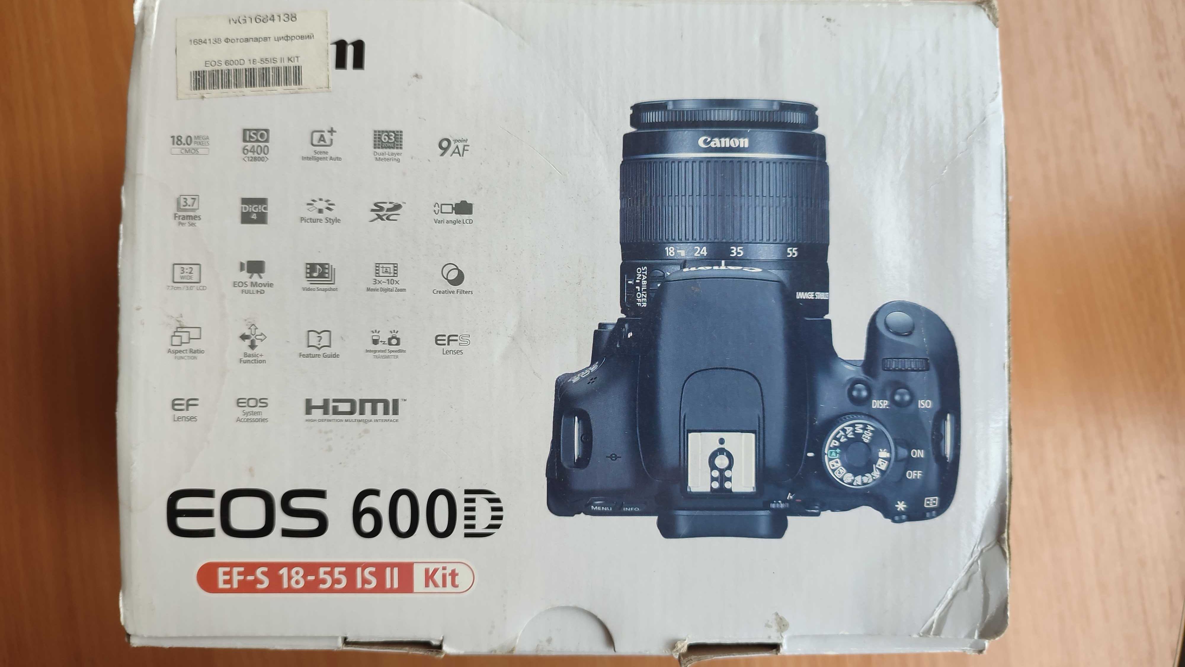 Зеркальный фотоаппарат Canon 600D 18-55 Kit + дополнительный объектив