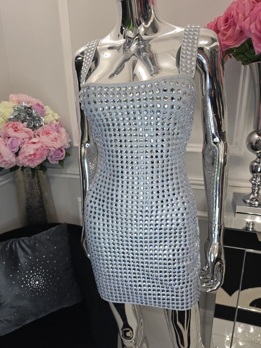 PRZEŚLICZNA sukienka bandażowa kryształki