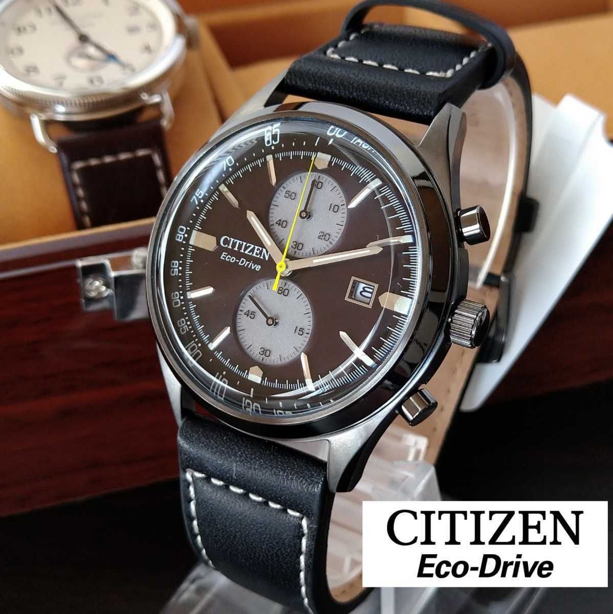 Японские мужские часы Citizen Eco-Drive CA7027-08E тахиметр, хронограф