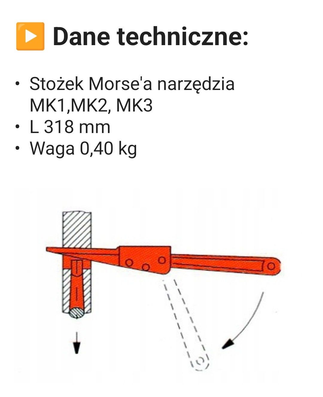 Klin do wybijania wierteł wybijak ze stożkiem Morse: MK1, MK2, MK3