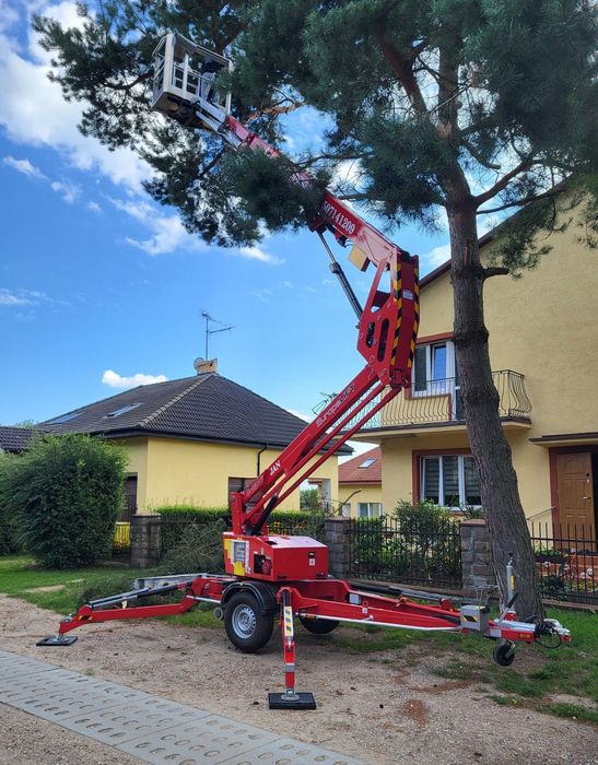 Podnośnik koszowy na przyczepie, wynajem na doby
