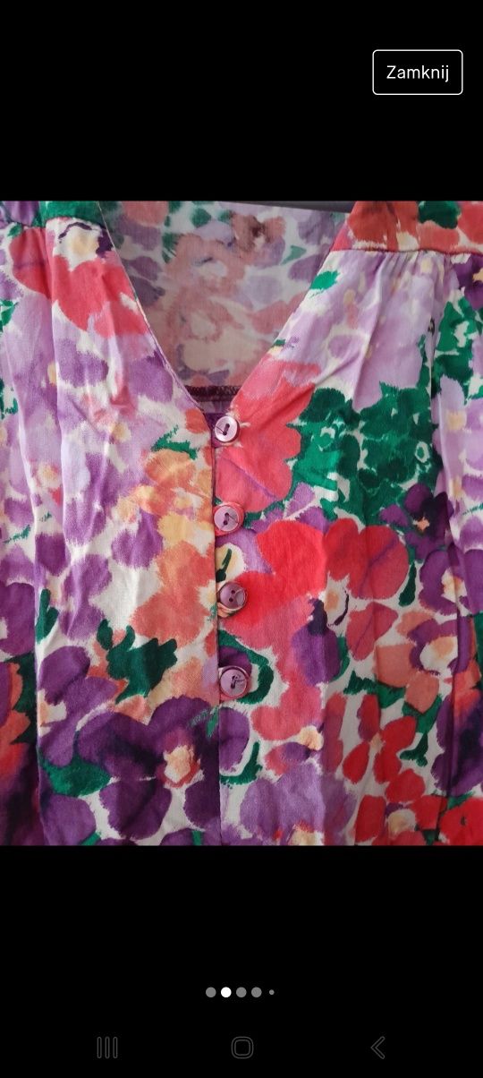 Sukienka midi kwiaty Reserved kolorowa fioletowa L M