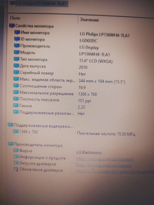 Матриця Lg 156WH4 TL A1, 15.6 LED 1366x768, 40 pin ,гарантія