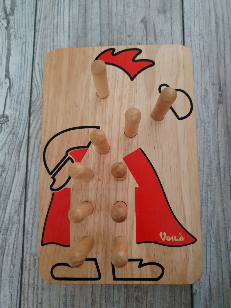 Voila kolorowy clown drewniana układanka / sorter Montessori