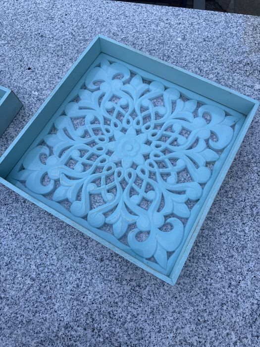 Taca ażurowa 2 tace z plyty drewnianej i szkla