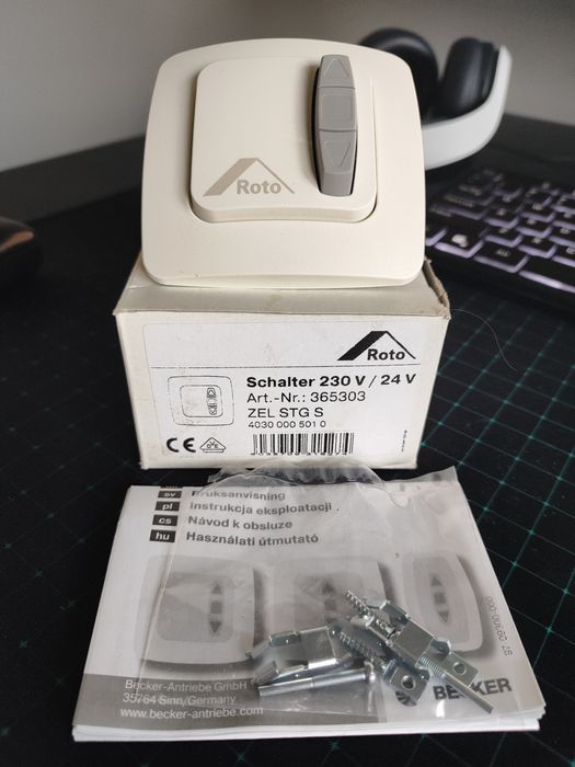 Przełącznik ścienny do rolet ROTO ZEL S podtynkowy biały