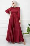 Mihir 42 Xl Sukienka Satynowa Maxi Bordowa H17480
