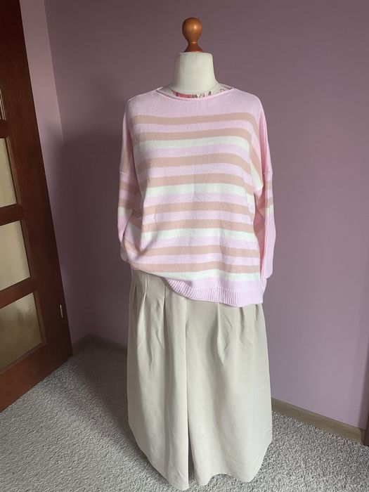 Słodki sweter pasiaczek oversize 42/44/46/48