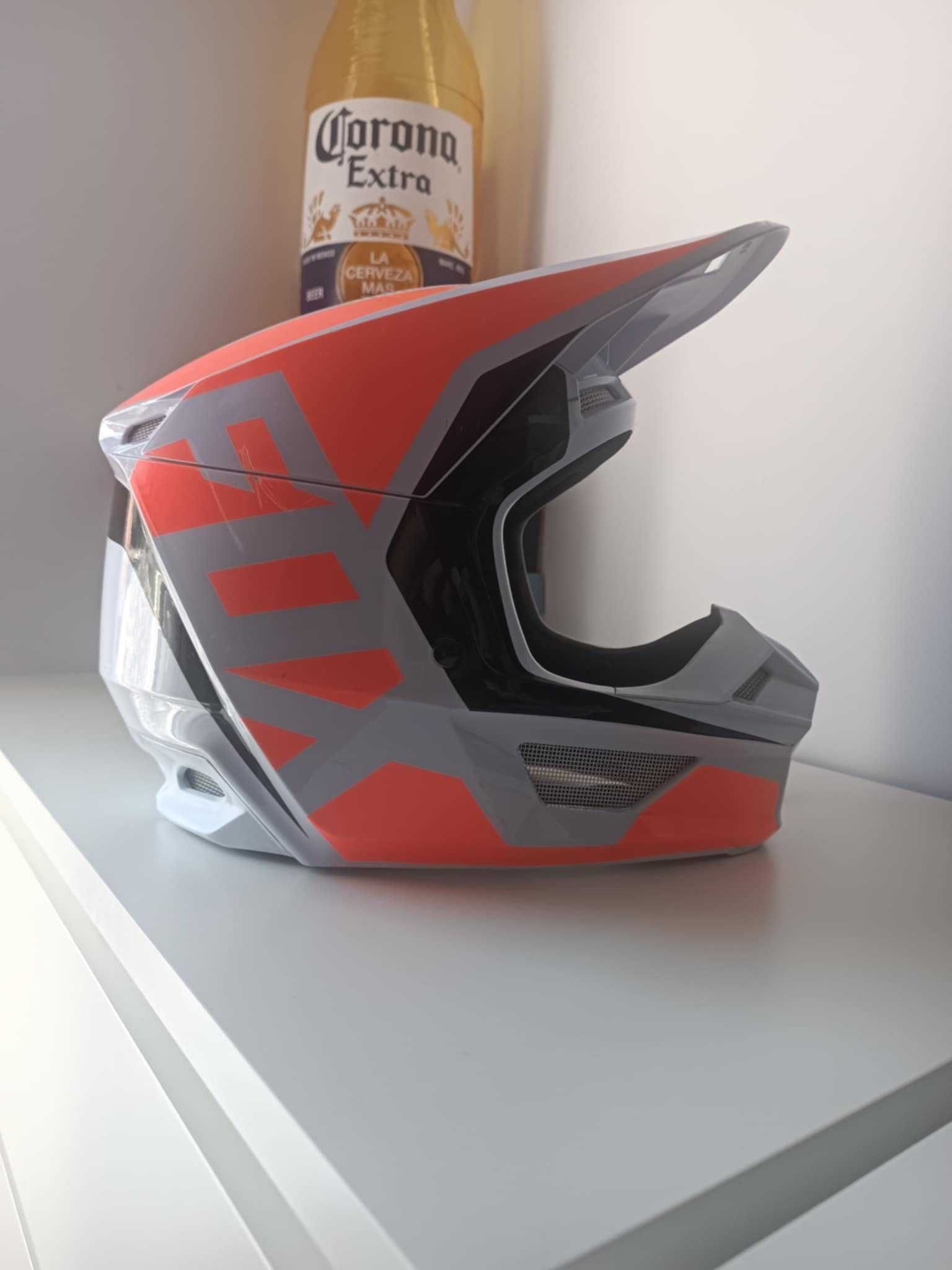 Kask FOX V1 Flo rozm. M pomarańczowo-biały rowerowy/motocyklowy