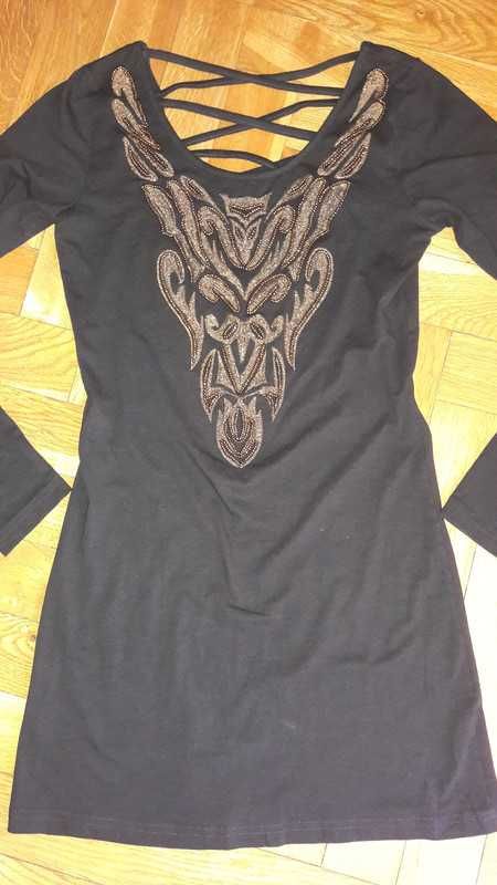 Czarna mini sukienka F&F xs paski na plecach
