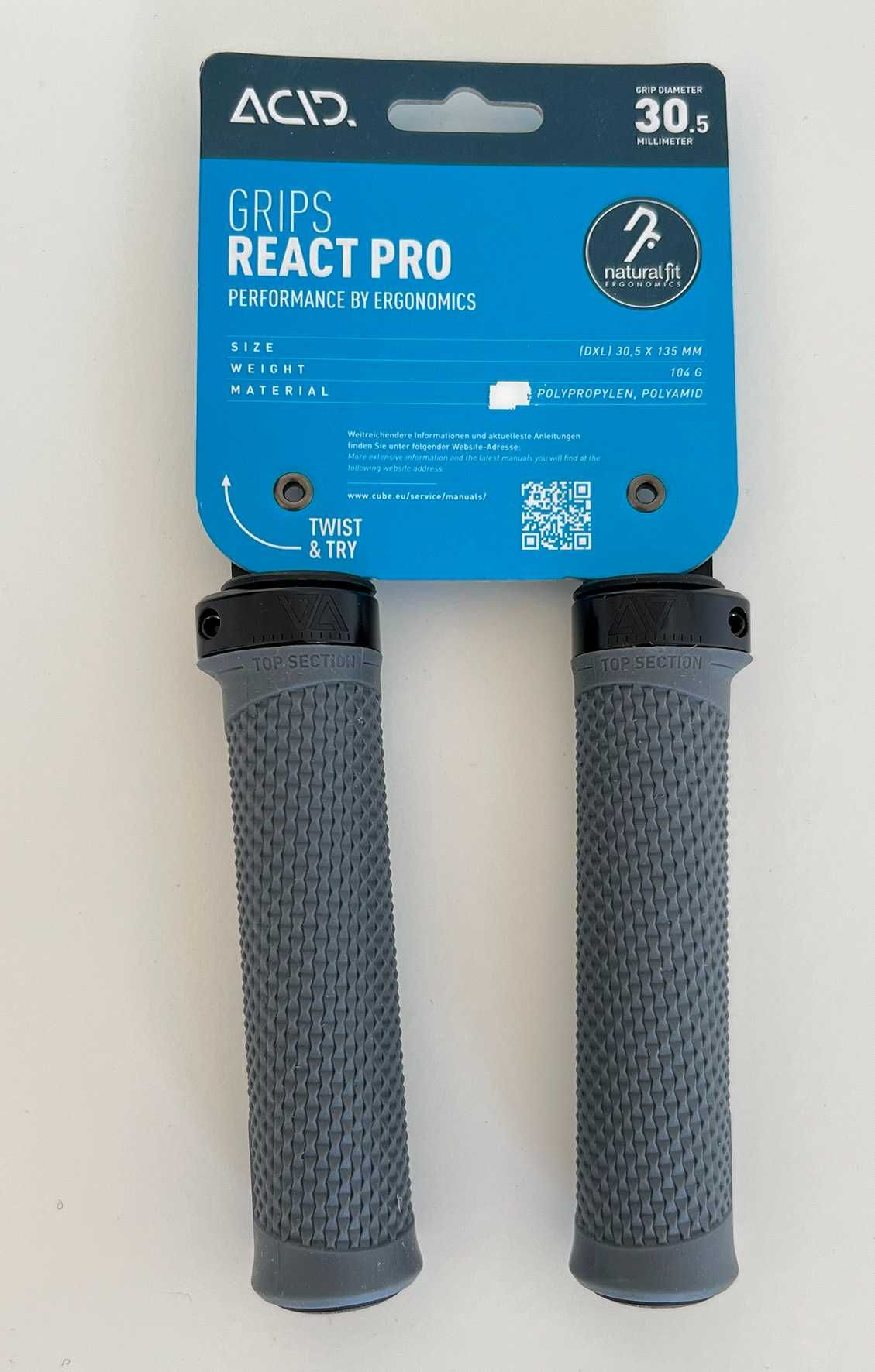 Punhos Acid Cube React PRO grips grey Size(DxL) 30,5x135mm
