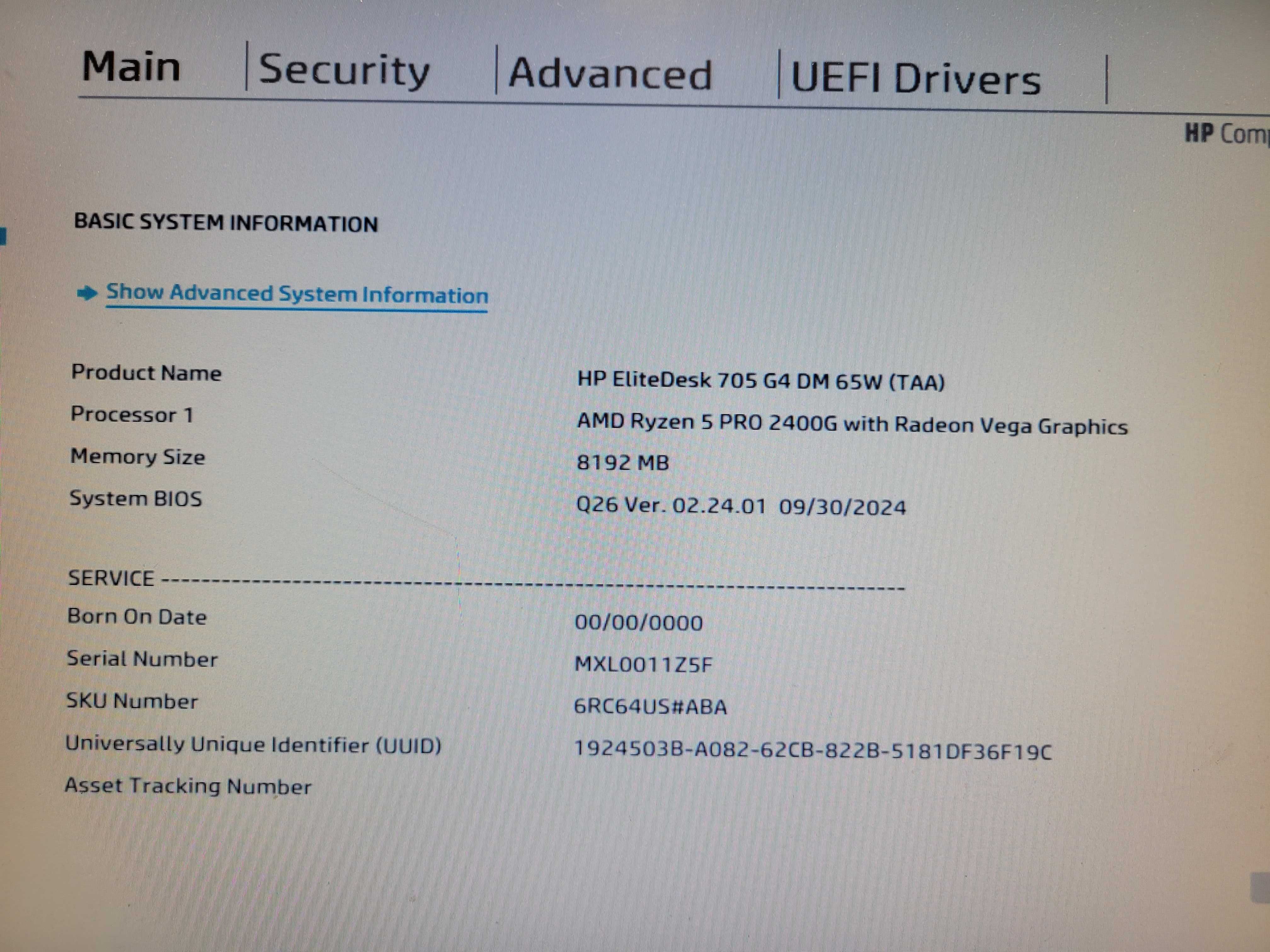Міні комп'ютер HP EliteDesk 705 G4 65W AMD Ryzen 5 2400G  8GB WIFI VGA