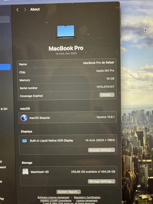 MacBook Pro 14” M3 Pro — 18 GB RAM, 512 GB SSD