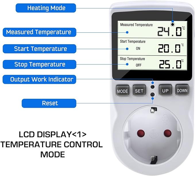wielofunkcyjny termostat gniazdko z regulatorem temperatury