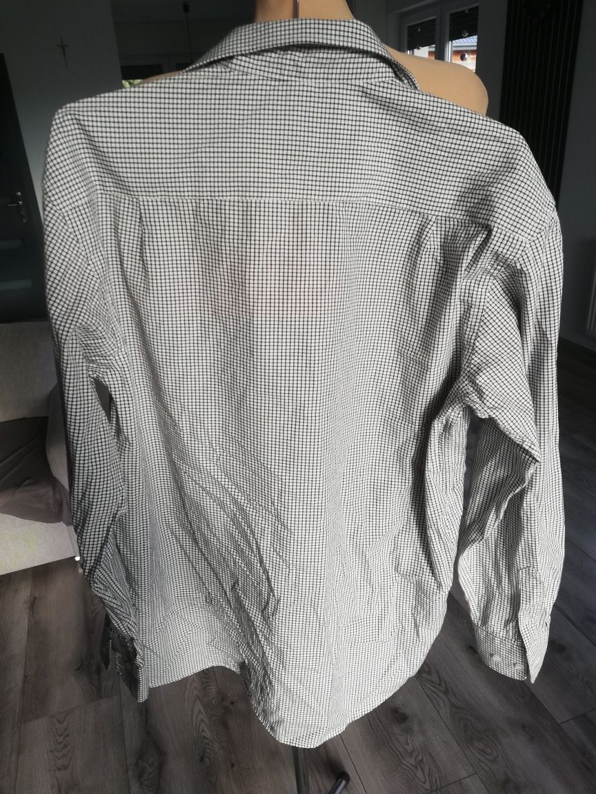 R. 40 41 bawełna koszula męska bialo czarna kratka