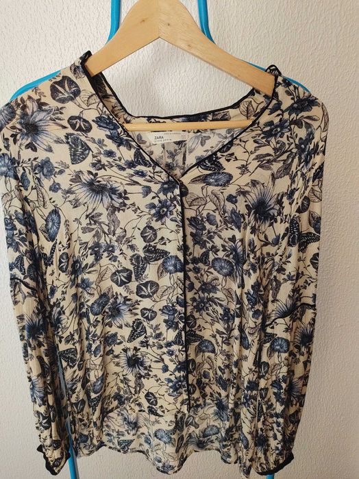 Camisa com Flores Azul - Zara
