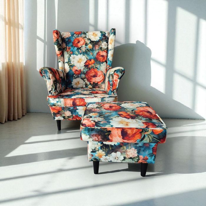 --> FOTEL USZAK Kwiaty Dostępny Od Ręki Gwarancja Jakości