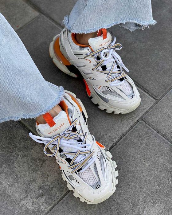 Мужские кроссовки Balenciaga Track 3.0 Premium White&Orange. 40-45