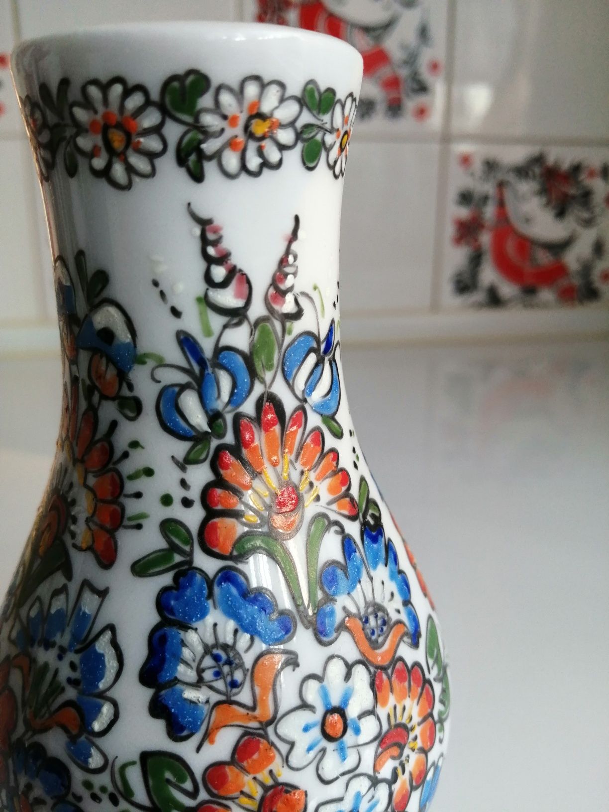 Wazon ręcznie malowany Nysa 1994 porcelana ceramika PRL
