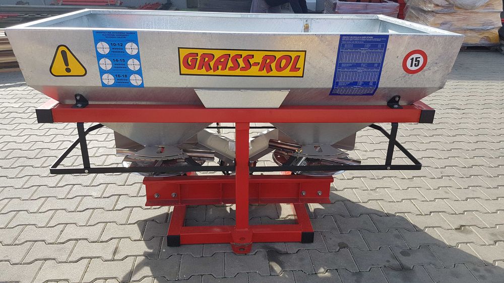 Rozsiewacz nawozów dwutarczowy N056 GRASS-ROL 2025 - ocynk/nierdzewka