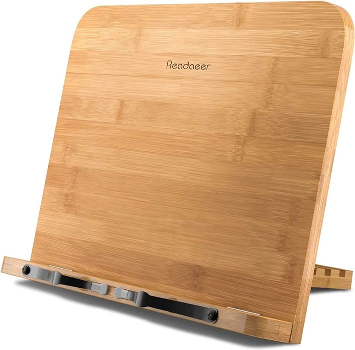 Suporte de livros tablet bambu 6 ângulos dobrável 28 x 21,3 x 4,5 cm