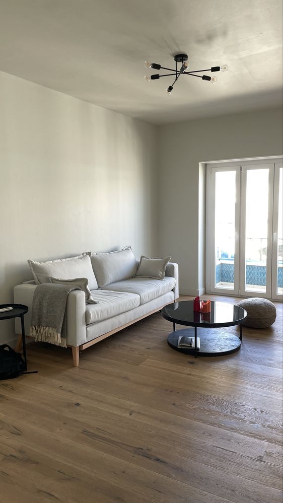 Scandinavian 3/4 seater sofa bed in beige