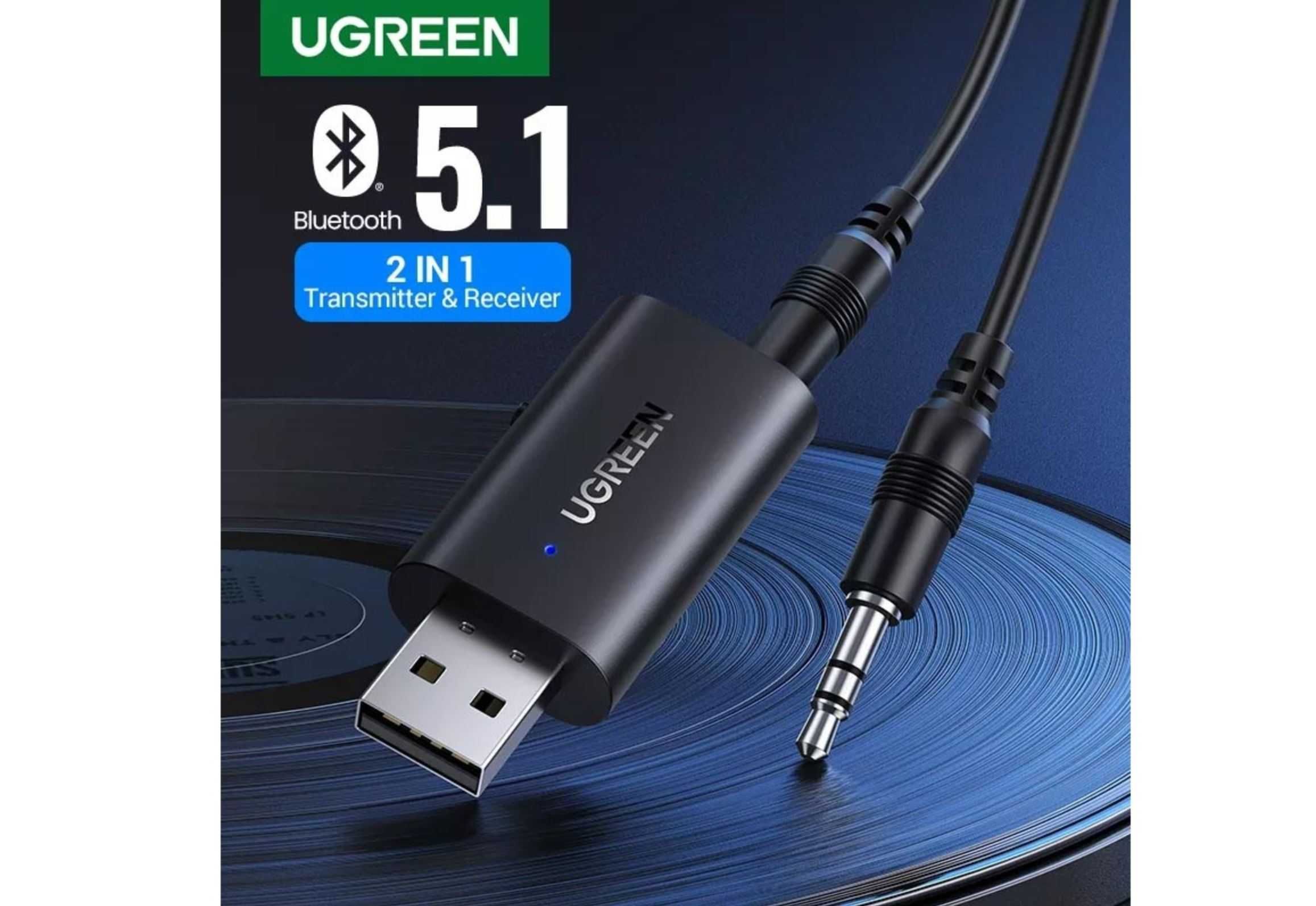 Ugreen Bluetooth 5.1 адаптер 2 в 1 приймач / ресівер + трансмітер