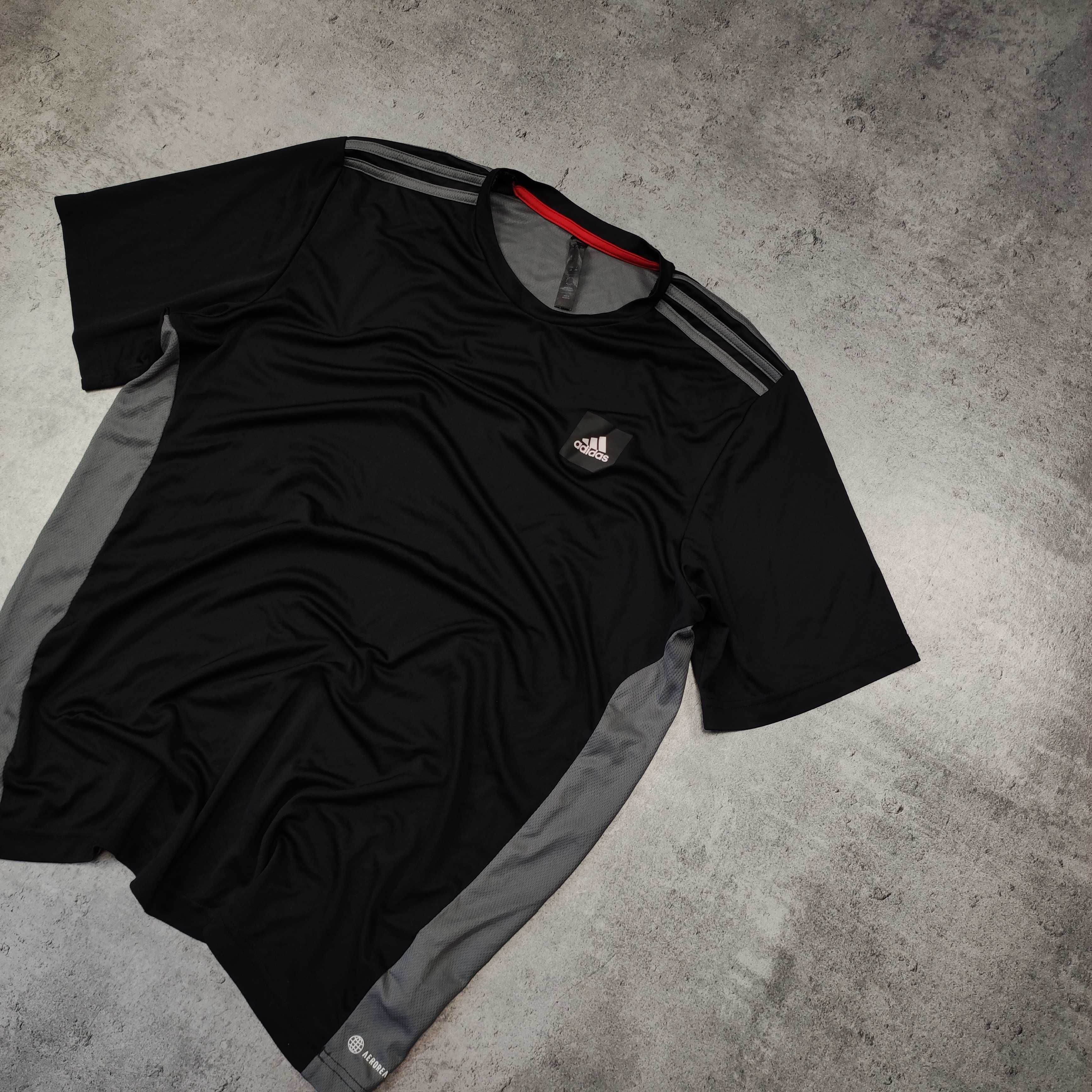 MĘSKA Koszulka Sportowa Adidas Clima 3 Paski Siłownia Bieganie Logo