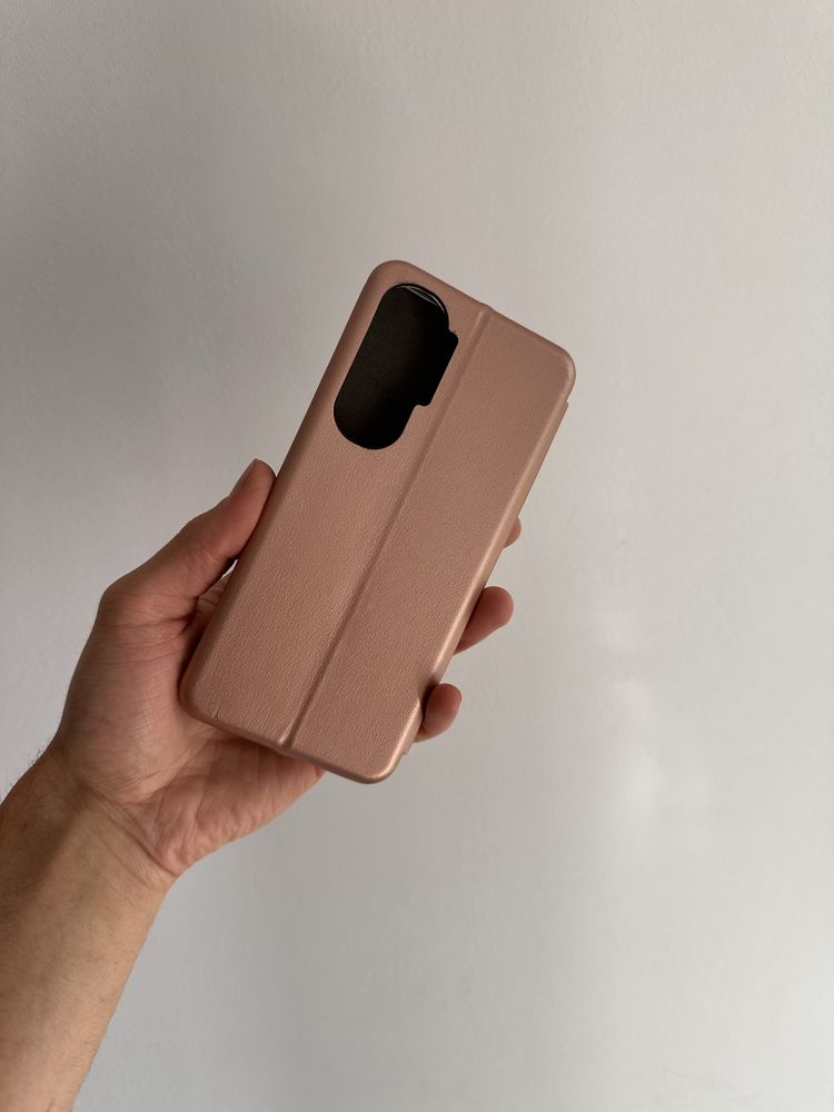 Etui Zamykane złoty róż do HONOR 90 LITE