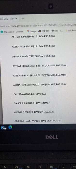 Rozrząd oryginał opel 2.0 astra F 1.8 vectra A B 16V epica nubira OE