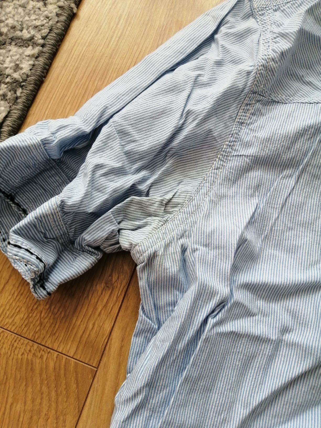 6. Koszula Pull&Bear niebieska męska XL jasna z krótkim rękawem