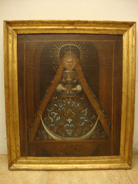 Quadro antigo - pintura sobre vidro