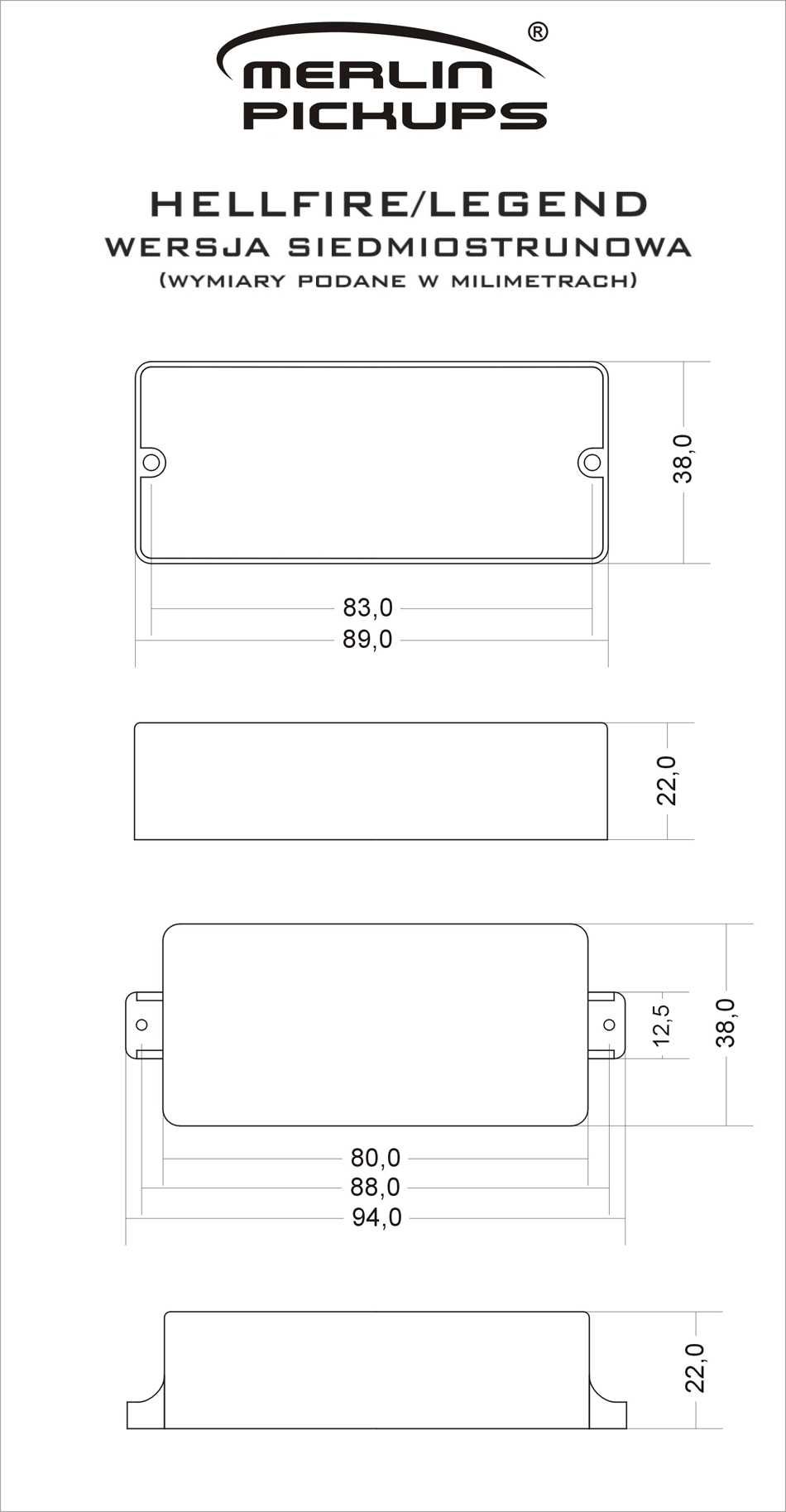 Merlin Legend 7 - humbucker - przetwornik do gitary 7-strunowej