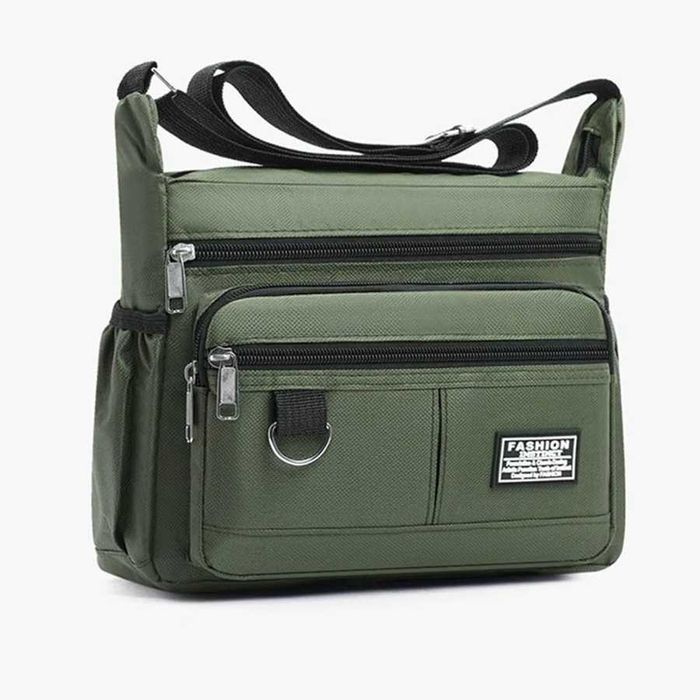 Torba wędkarska mała na ramię, wodoodporny oxford, wojskowa zieleń